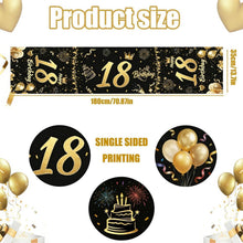 Tischläufer 18. Geburtstag Schwarz Gold | Partydeko zum 18. Geburtstag
