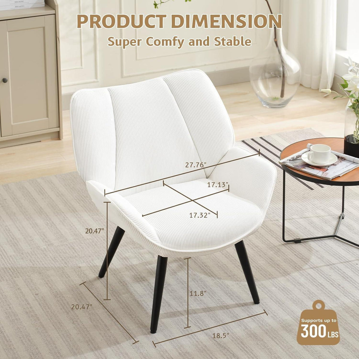Lounge Sessel Cord Flügellehne Weiß – Bequemer Relax Sessel