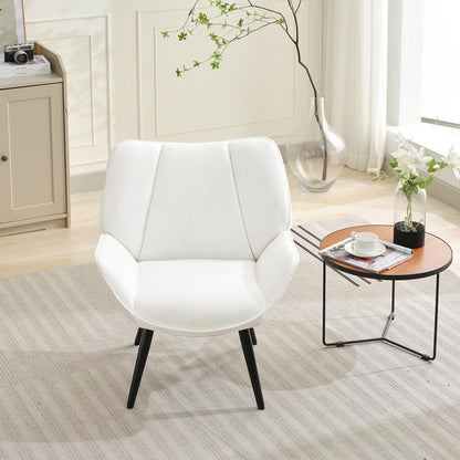 Lounge Sessel Cord Flügellehne Weiß – Bequemer Relax Sessel
