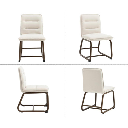 Esszimmerstühle Set 4 – Beige Polsterstuhl mit Metallgestell