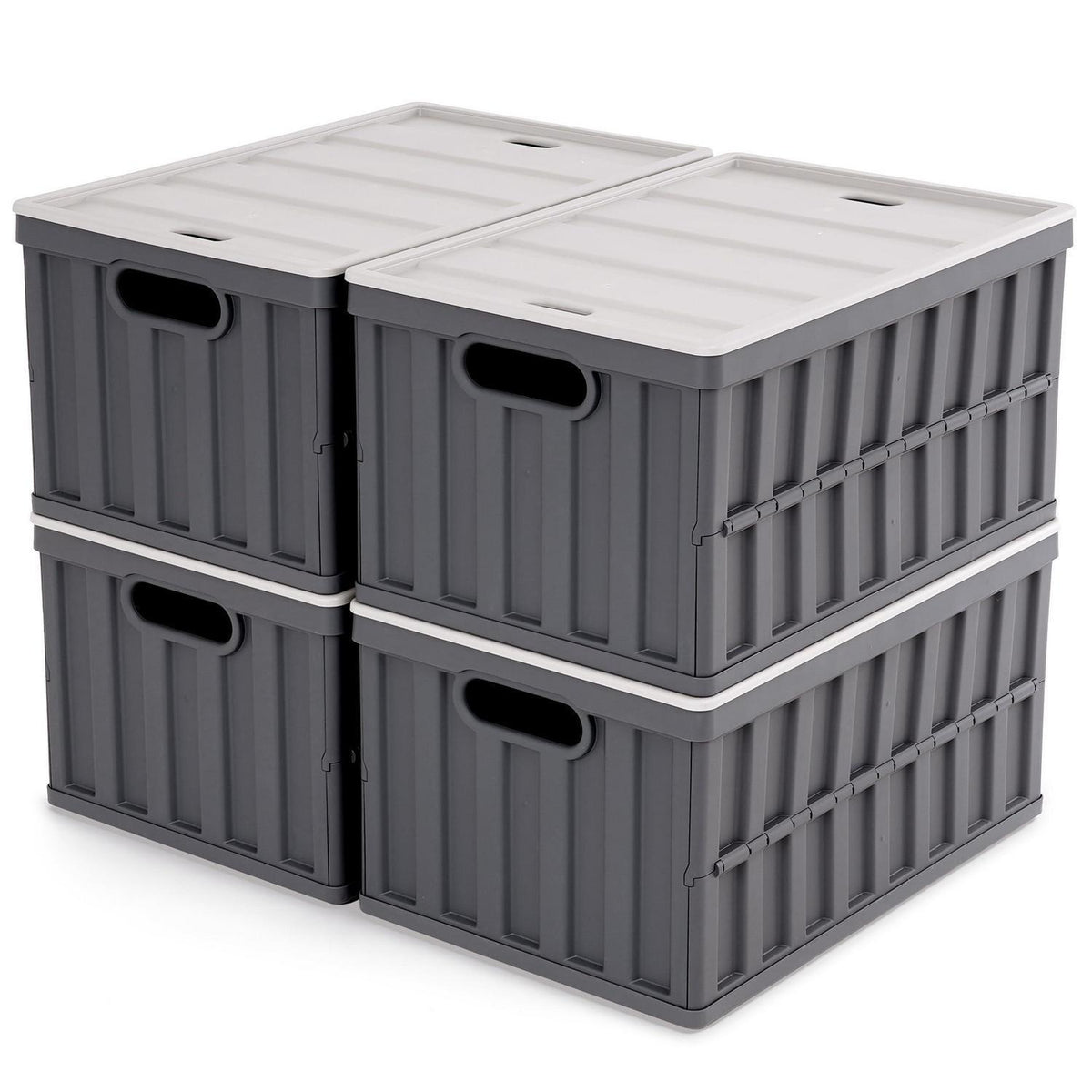 4er Set Faltbare Aufbewahrungsboxen 64L – Grau