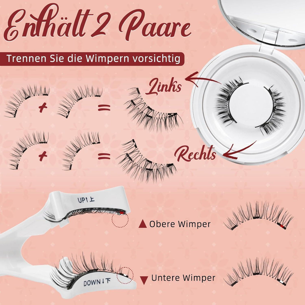 Magnetische Wimpern ohne Kleber – Natural Look & Applikator