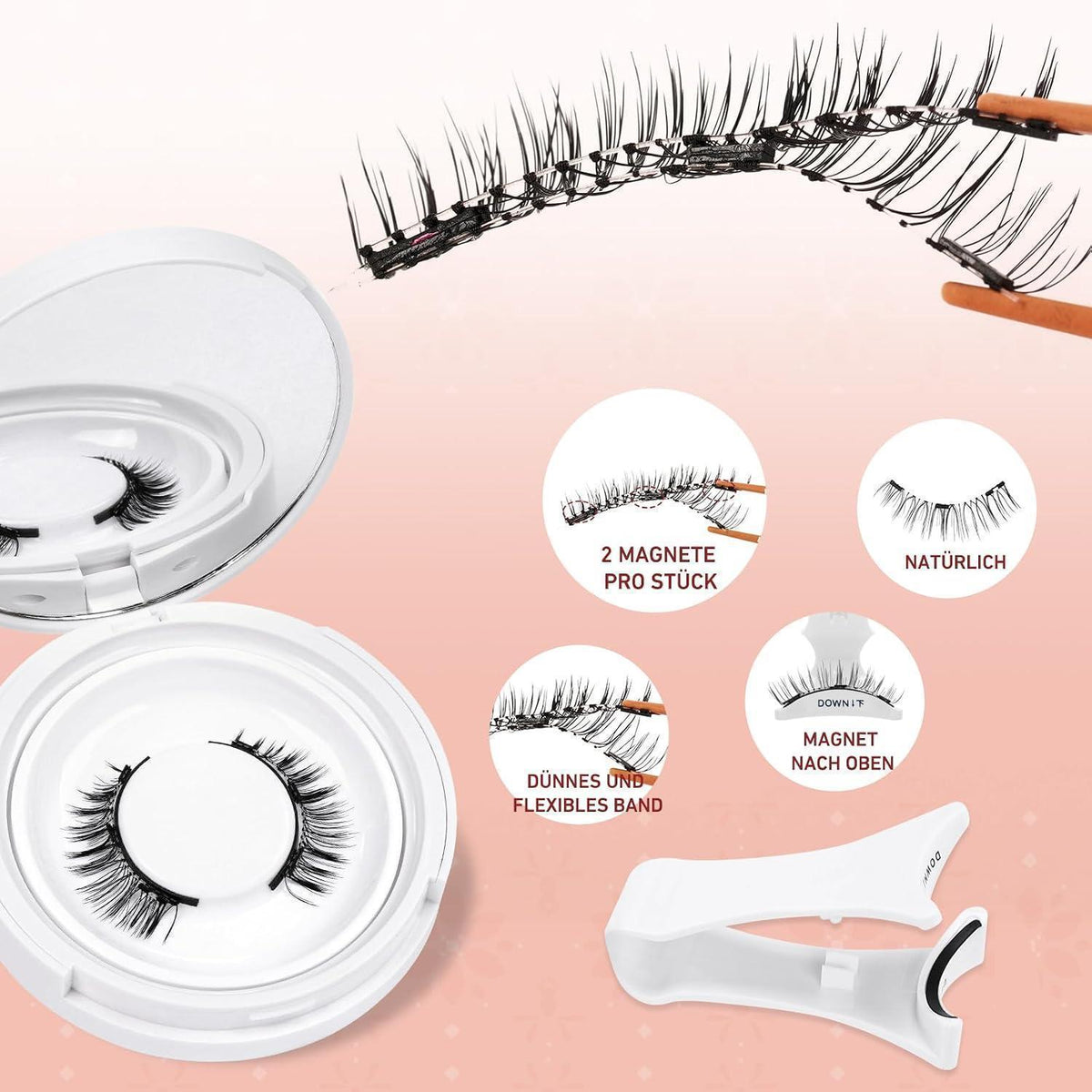 Magnetische Wimpern ohne Kleber – Natural Look & Applikator