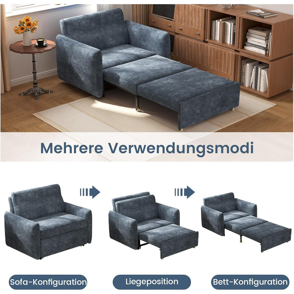 Ausziehbares Schlafsofa 1-Sitzer mit Rollfunktion