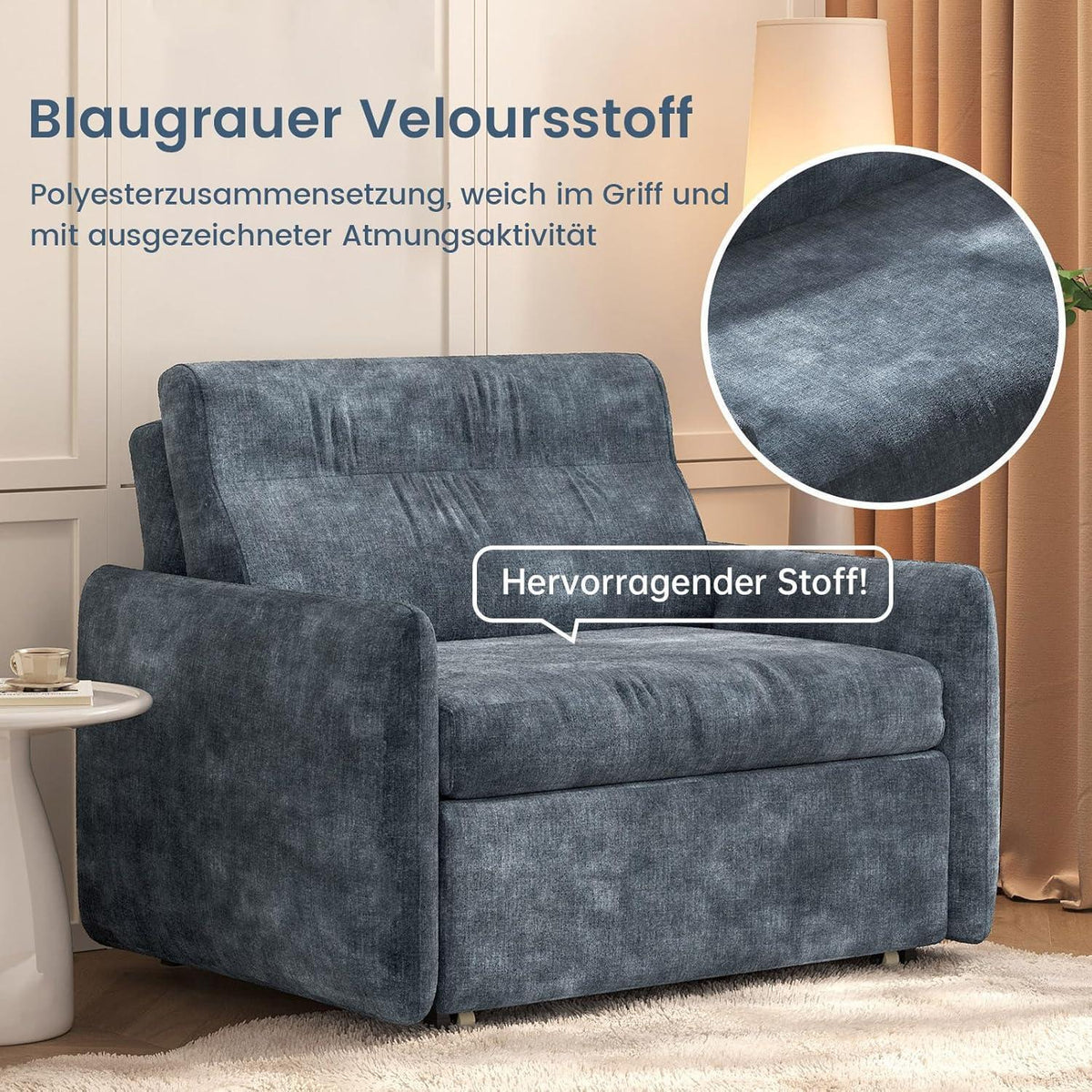 Ausziehbares Schlafsofa 1-Sitzer mit Rollfunktion