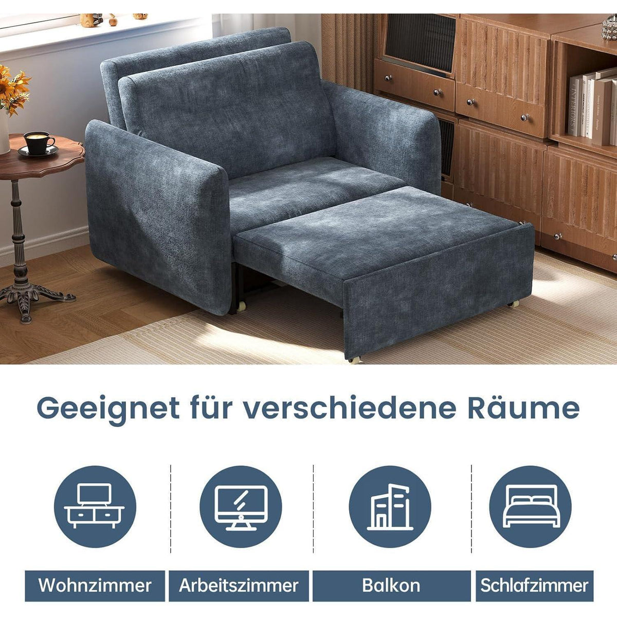 Ausziehbares Schlafsofa 1-Sitzer mit Rollfunktion