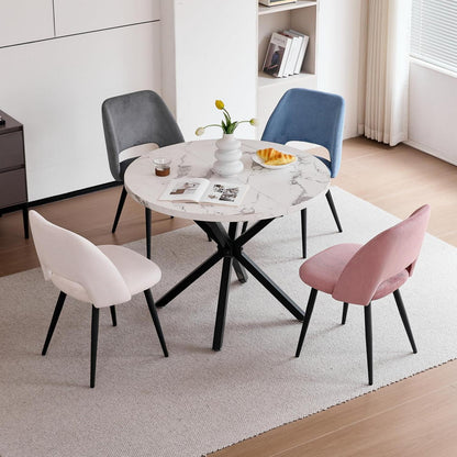 Runder Esstisch Set mit 4 Cord-Stühlen – Modern & Komfortabel