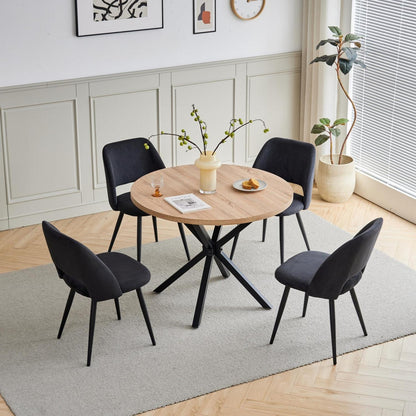 Runder Esstisch Set mit 4 Cord-Stühlen – Modern & Komfortabel