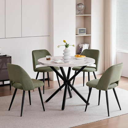Runder Esstisch Set mit 4 Cord-Stühlen – Modern & Komfortabel