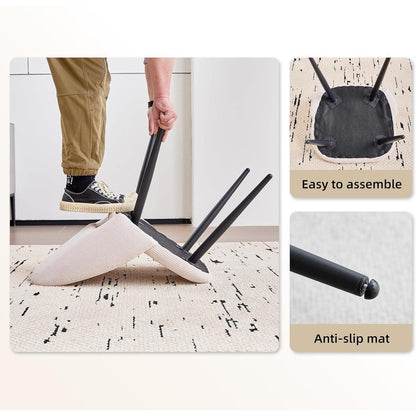 Runder Esstisch Set mit 4 Cord-Stühlen – Modern & Komfortabel