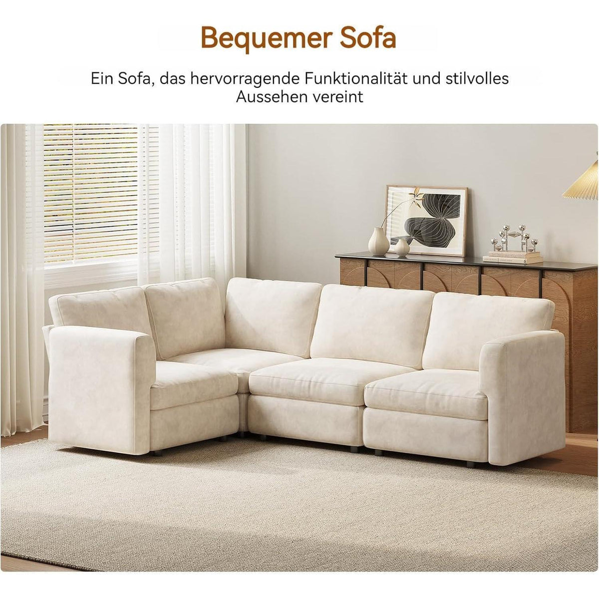 Ecksofa Stoff Modern 7-Sitzer mit Ottomane