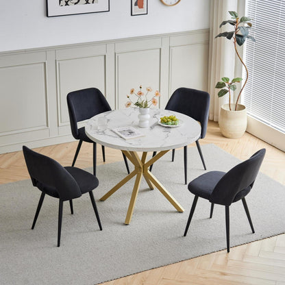 Runder Esstisch Set mit 4 Cord-Stühlen – Modern & Komfortabel