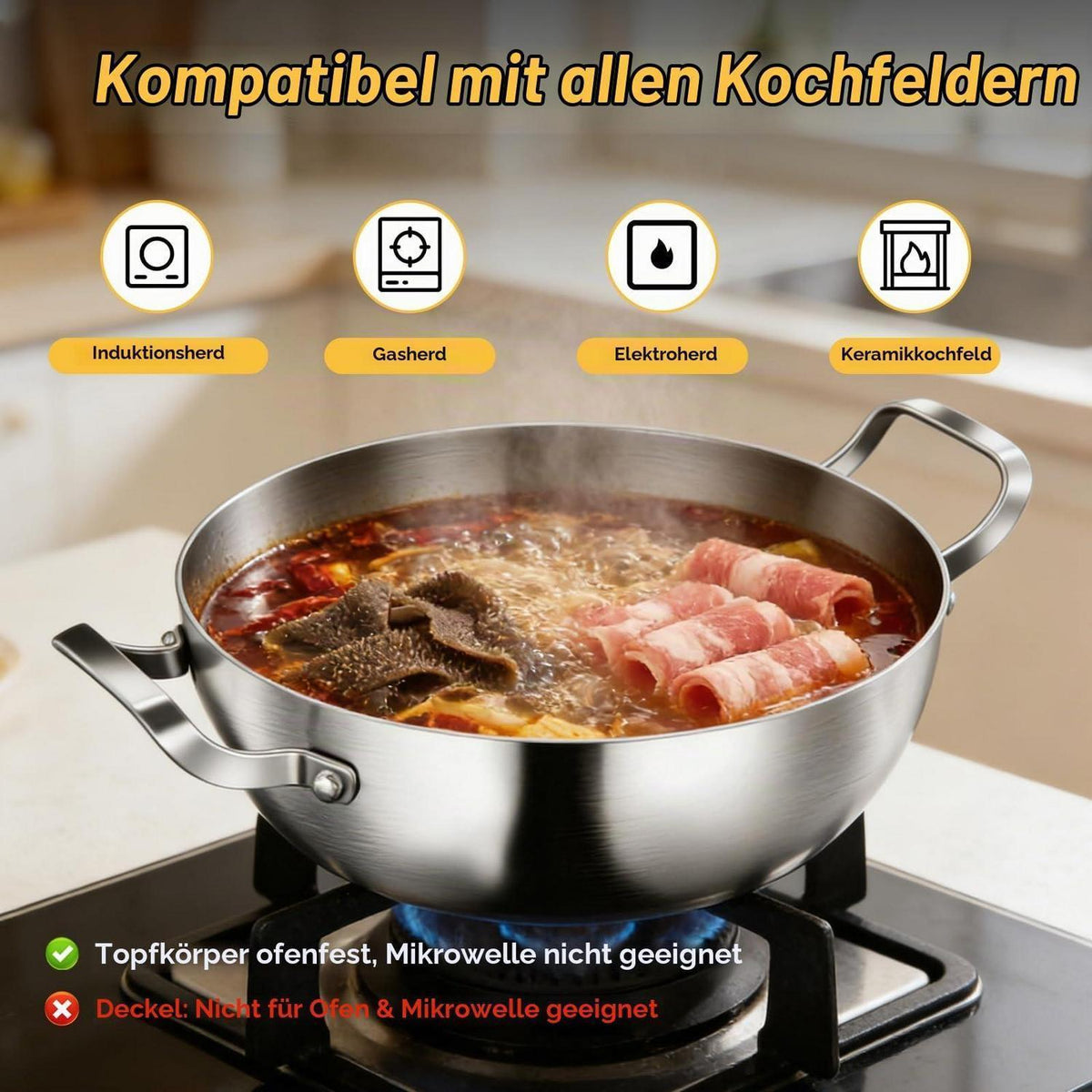 Titan Schmorpfanne 30cm mit Deckel – Antihaftbeschichtung & Doppelgriff