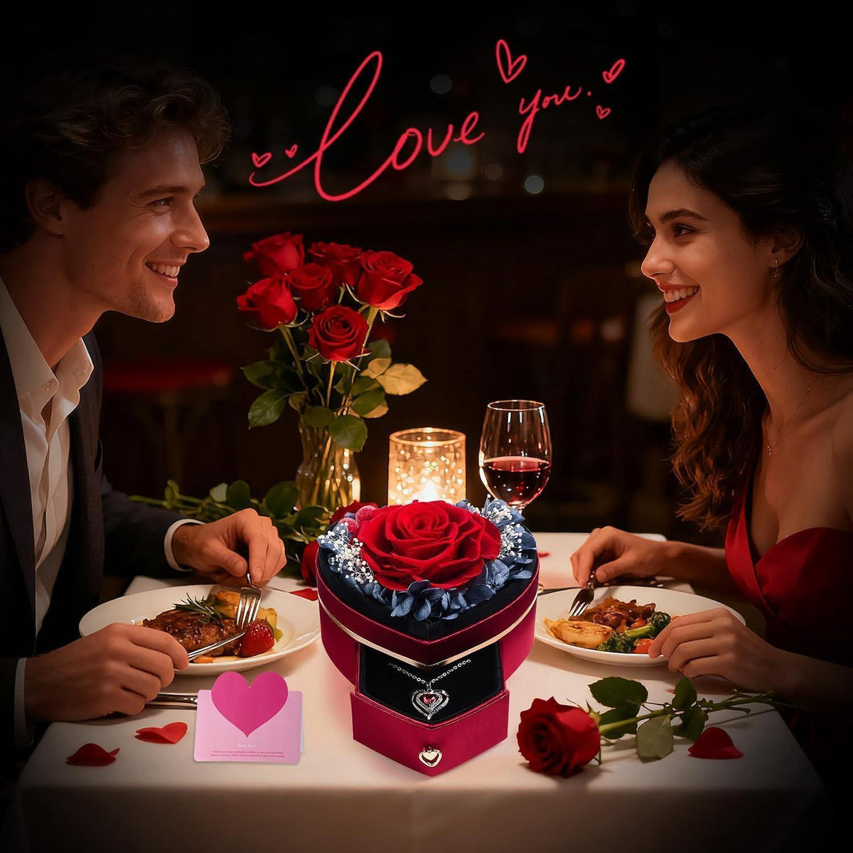 Ewige Rose Geschenkset mit Halskette – Muttertagsgeschenk für Mama