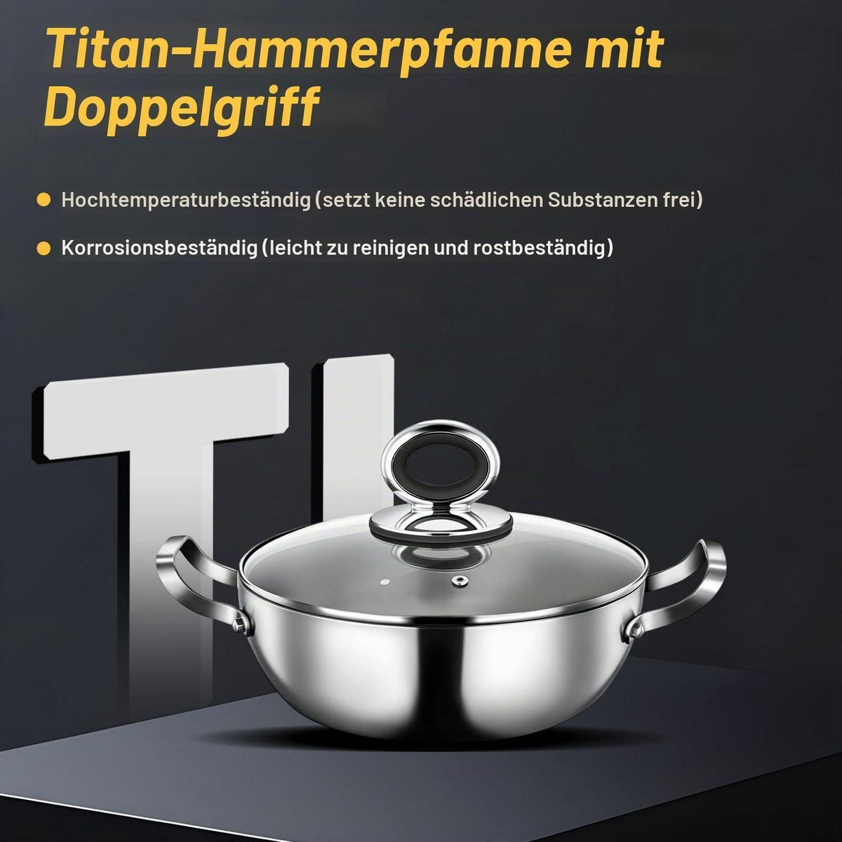 Titan Schmorpfanne 28cm mit Deckel – 10 Liter, Antihaftbeschichtung
