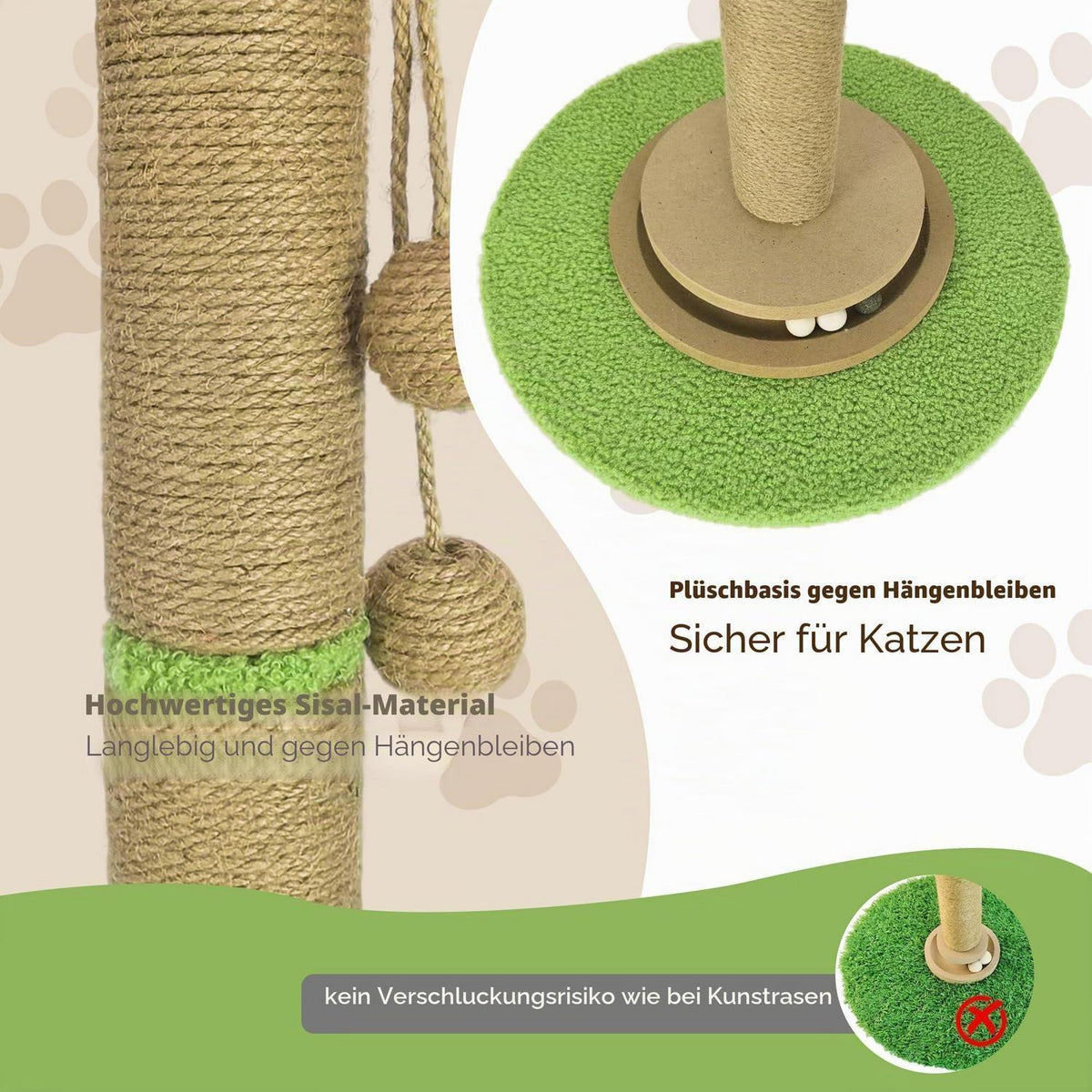 Kirschblüten Kratzbaum für Katzen – 91cm, Sisal & Trackball