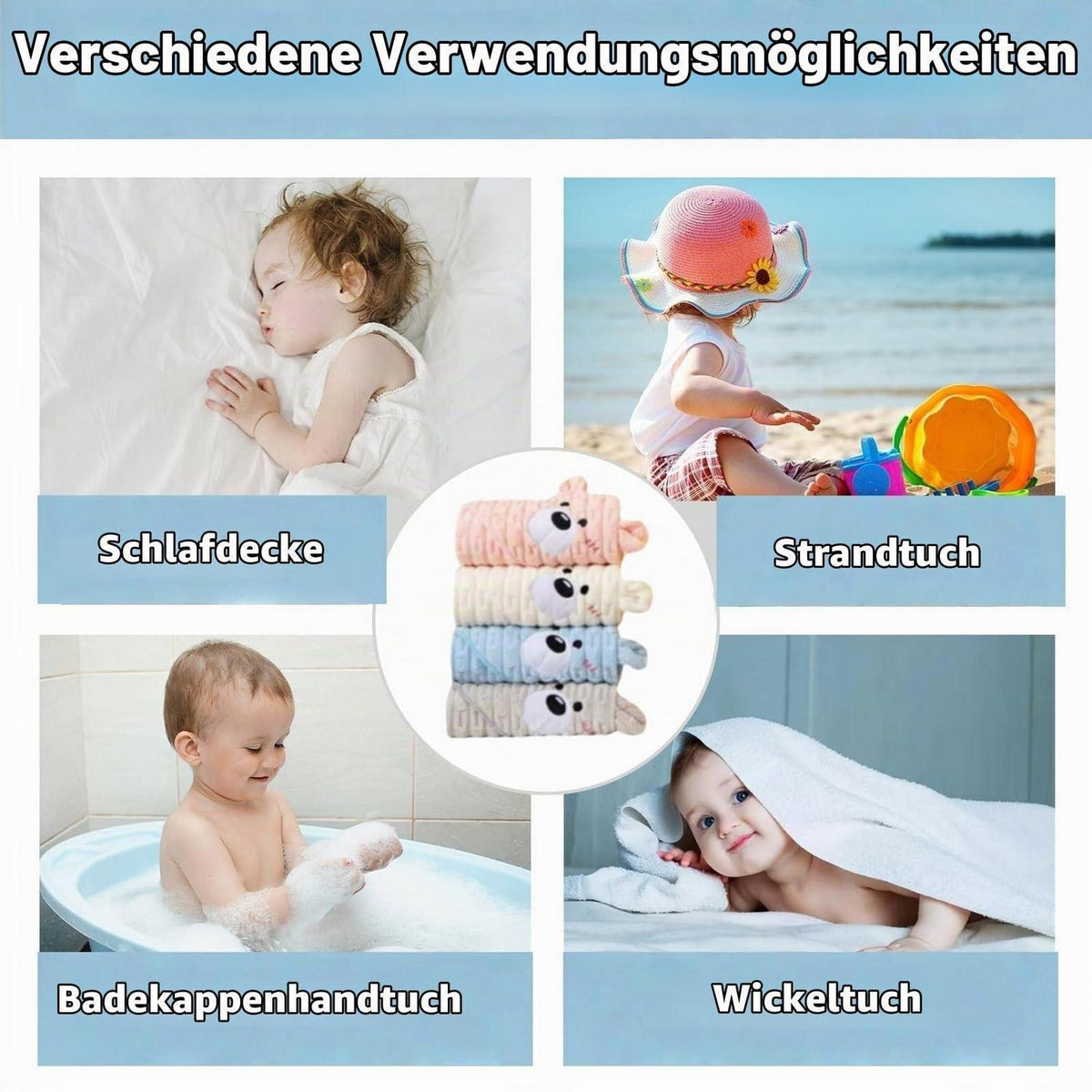 Kapuze Babyhandtuch Fleece, Kuschelig & Saugstark, Blau