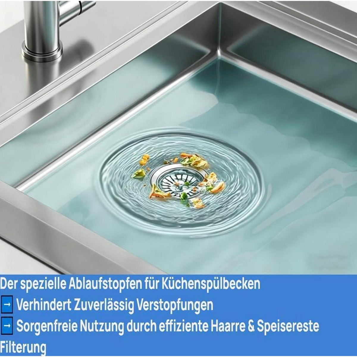 Abflusssieb Küche Edelstahl 304 – Filterstöpsel 79/80 mm
