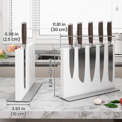 Magnetischer Messerblock Edelstahl, Weiß 30cm