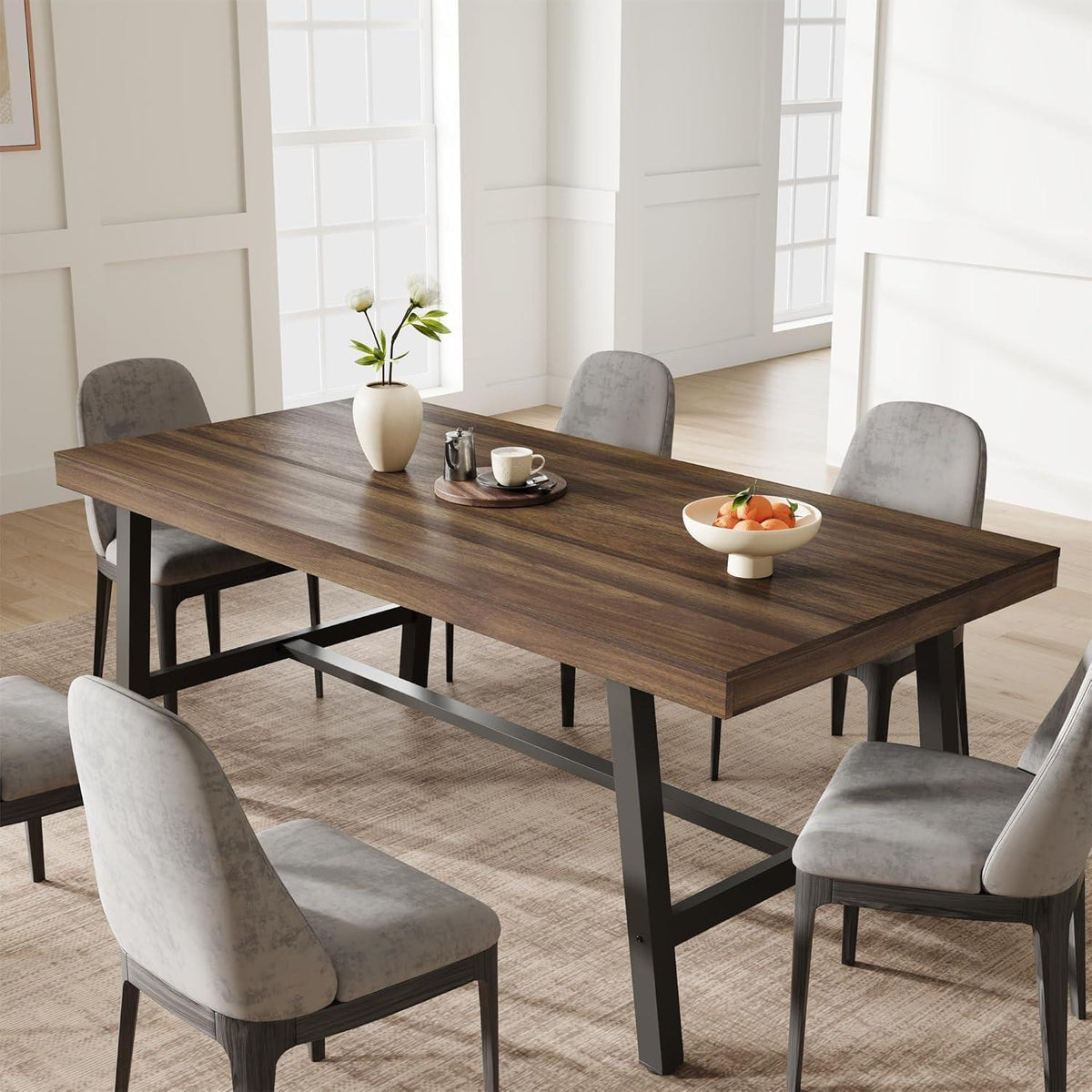 Langer Esstisch 180cm Holzoptik Industrial Stil für 6-8 Personen