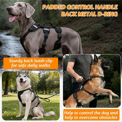 Ausbruchsicher Hundegeschirr mit Griff & Reflektor, XL Schwarz