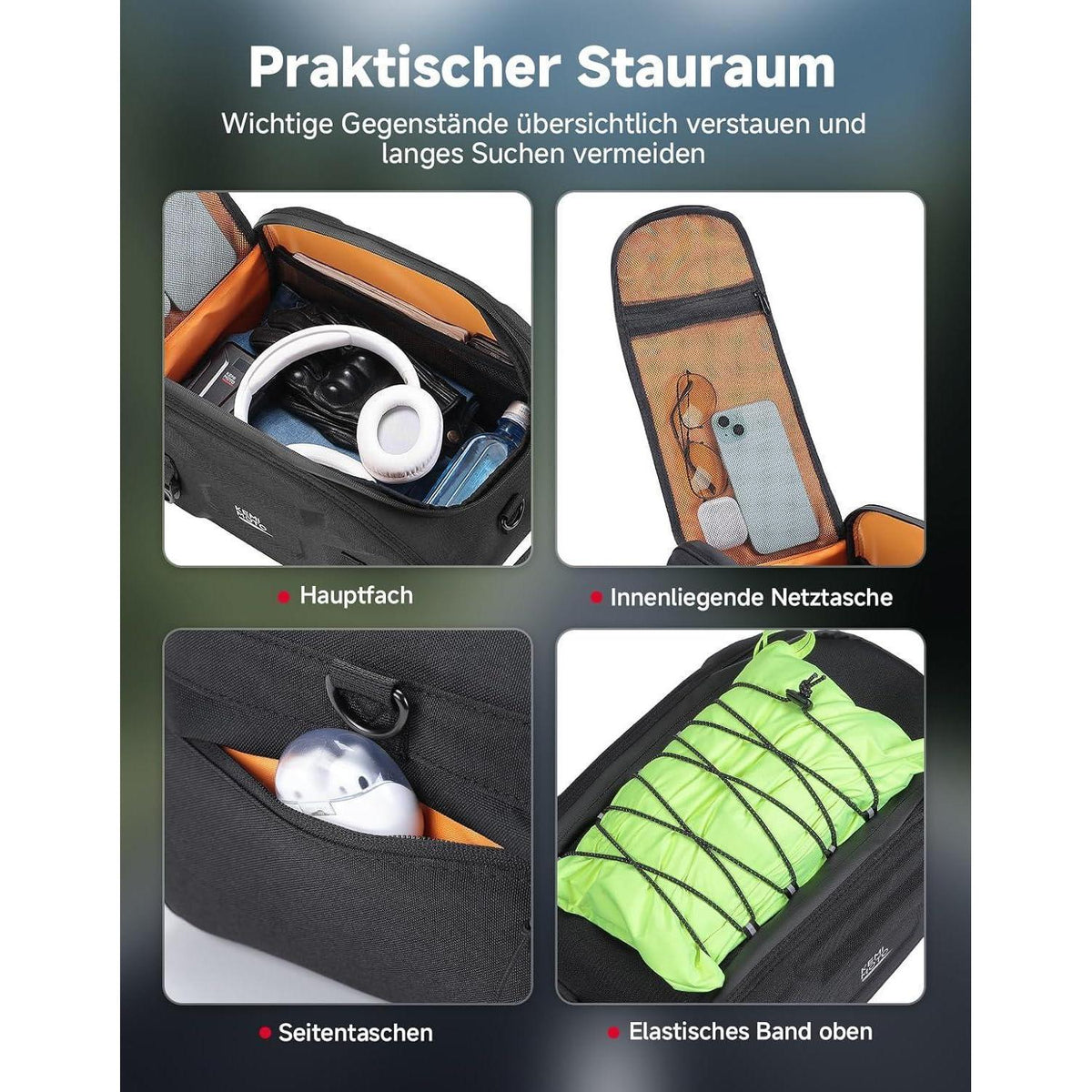 Motorrad Hecktasche 13L Wasserdicht mit Regenhülle