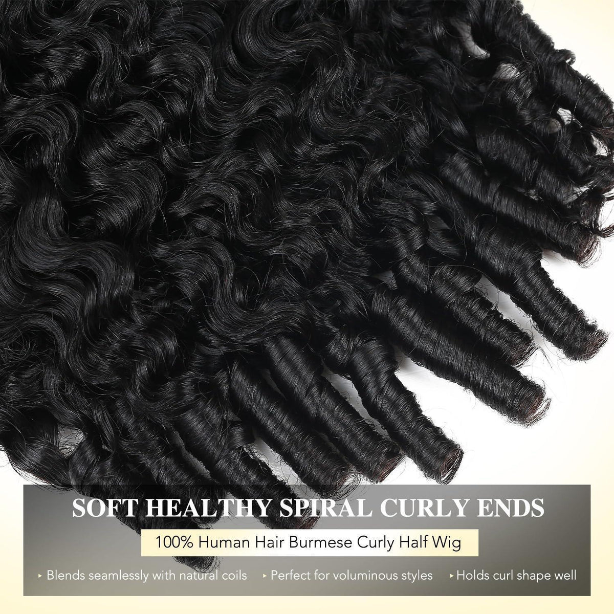 Burmese Curly Halbperücke Echthaar 18 Zoll – Verstellbar & Sicher