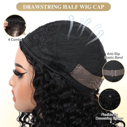 Burmese Curly Halbperücke Echthaar 18 Zoll – Verstellbar & Sicher