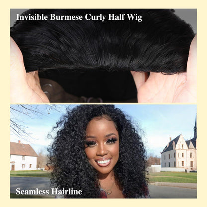 Burmese Curly Echthaar Halbperücke – 20 Zoll, Spiral Locken