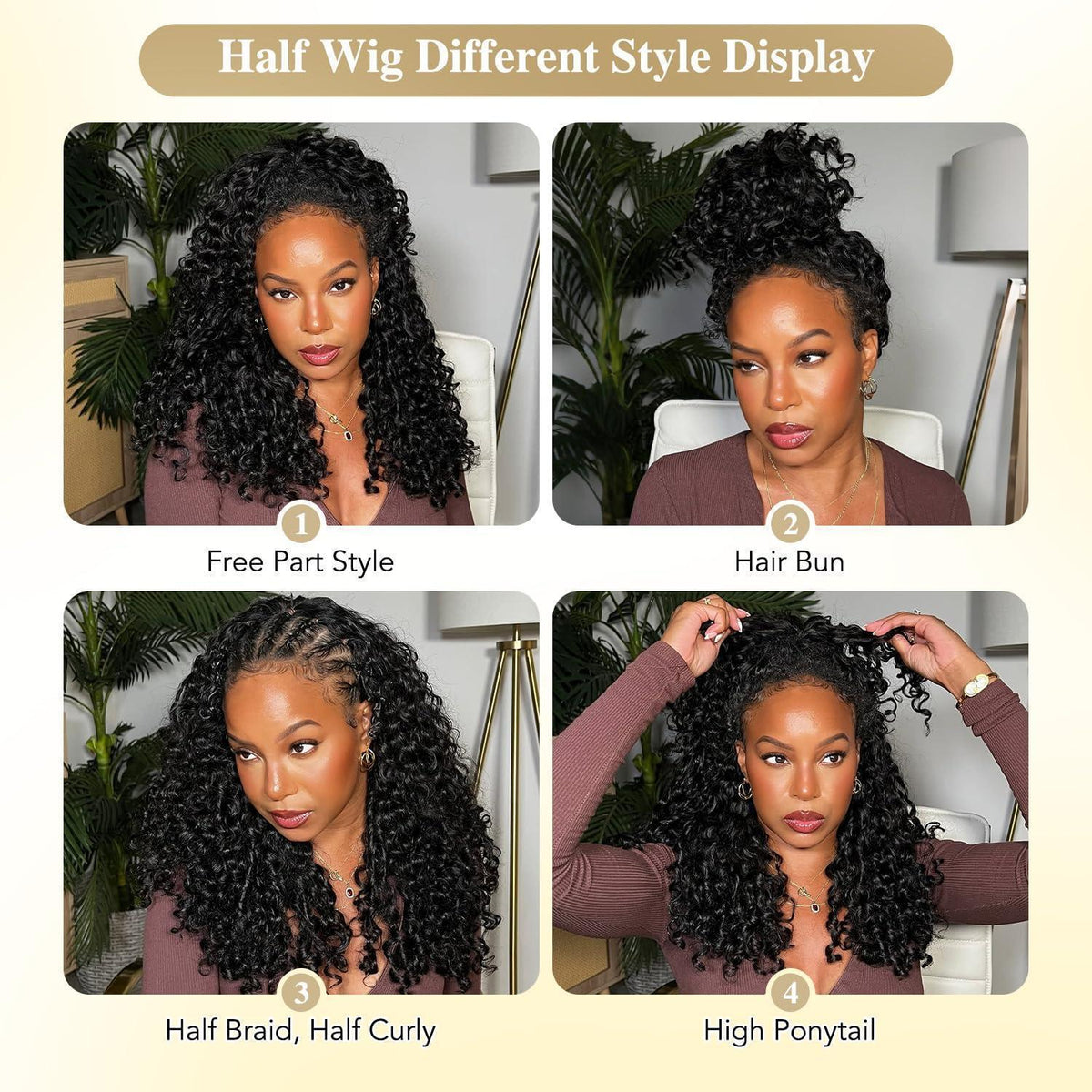 Burmese Curly Echthaar Halbperücke – 20 Zoll, Spiral Locken