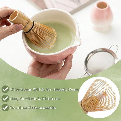 Matcha Besen Set 7-teilig mit Tablett & Box Rosa