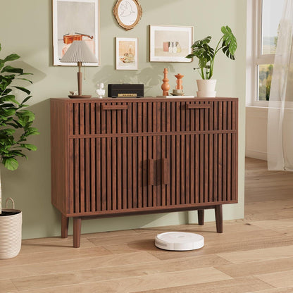 Sideboard Kommode Holz Nussbaum | 2 Türen & 2 Schubladen