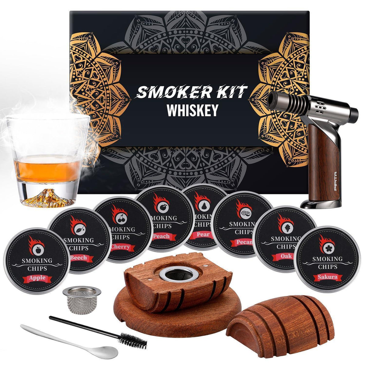 Cocktail Räucher Set mit Fackel & 8 Räucherholz-Aromen