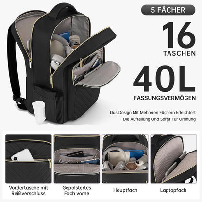 Laptop Rucksack 17,3 Zoll – Herren Damen Schulrucksack Schwarz