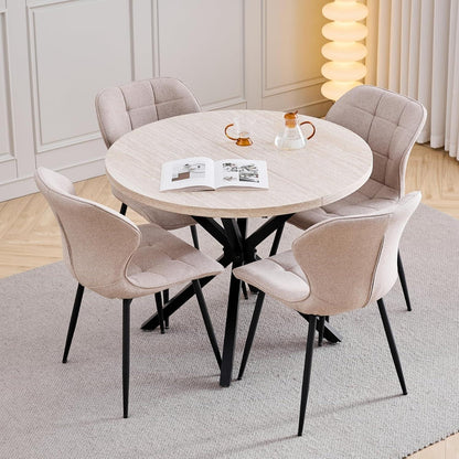 Moderner runder Esstisch – Grau Marmoroptik & Gold | 100cm