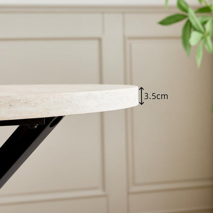 Moderner runder Esstisch – Grau Marmoroptik & Gold | 100cm