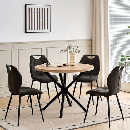 Runder Esstisch Set mit 4 Polsterstühlen im Nordic Stil
