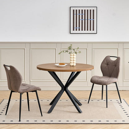 Runder Esstisch Set mit 4 Polsterstühlen im Nordic Stil