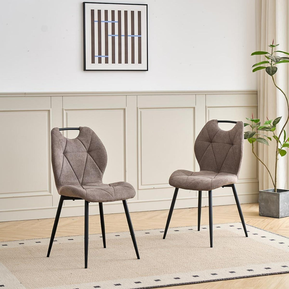 Runder Esstisch Set mit 4 Polsterstühlen im Nordic Stil