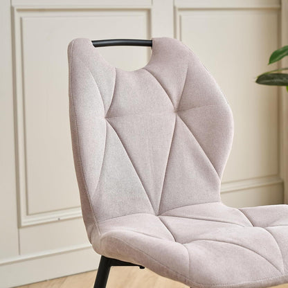 Runder Esstisch Set mit 4 Polsterstühlen im Nordic Stil (Gelb/Beige)