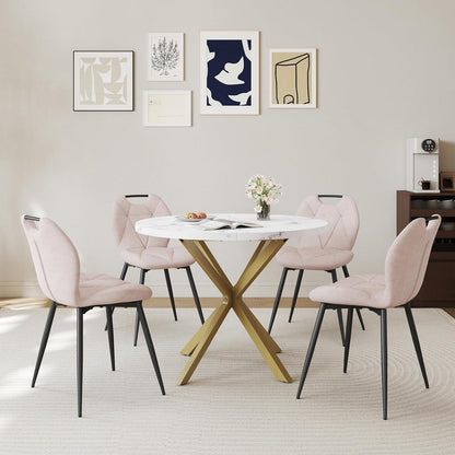 Runder Esstisch Set mit 4 Polsterstühlen im Nordic Stil