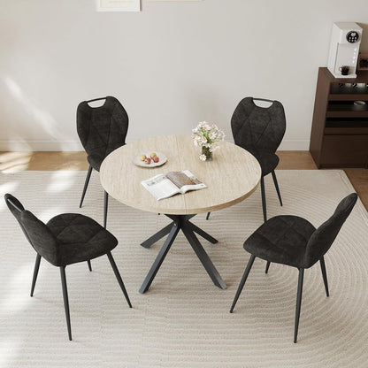 Runder Esstisch Set mit 4 Polsterstühlen im Nordic Stil