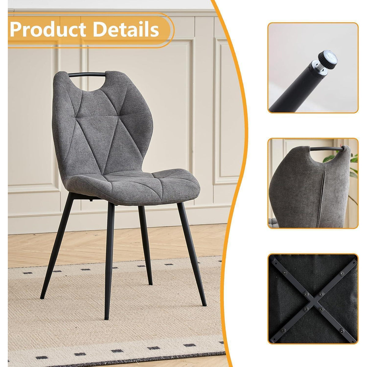 Runder Esstisch Set mit 4 Polsterstühlen im Nordic Stil