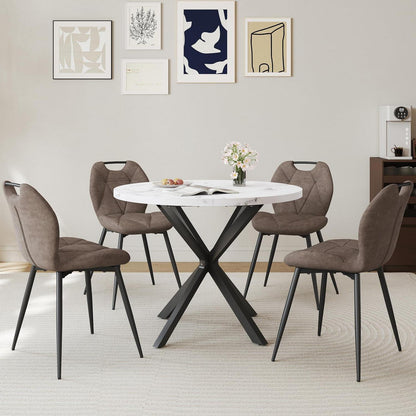 Runder Esstisch Set mit 4 Polsterstühlen im Nordic Stil