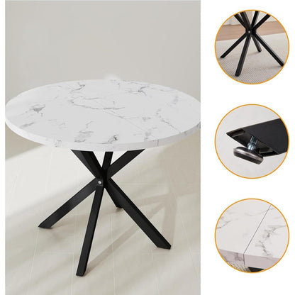 Runder Esstisch Set mit 4 Polsterstühlen im Nordic Stil