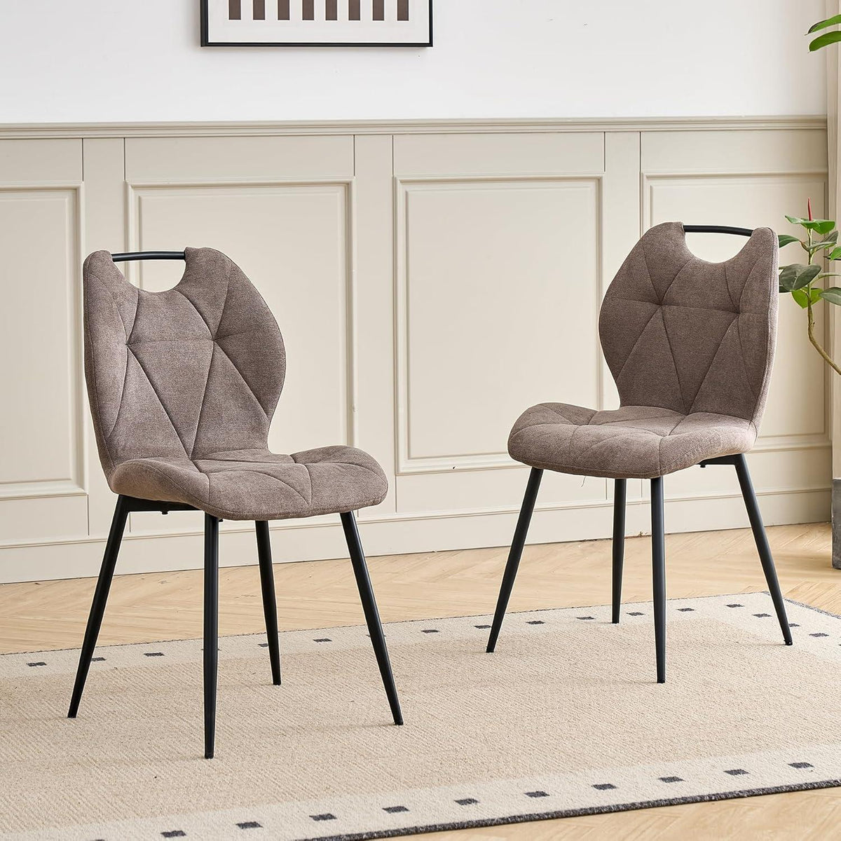 Runder Esstisch Set mit 4 Polsterstühlen im Nordic Stil