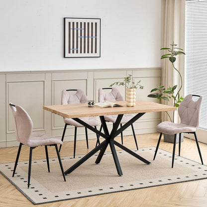 5-teiliges Esszimmer-Set: 140cm Tisch + 4 gepolsterte Stühle