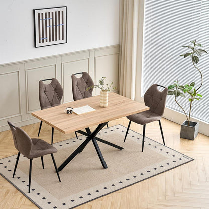 5-teiliges Esszimmer-Set: 140cm Tisch + 4 gepolsterte Stühle