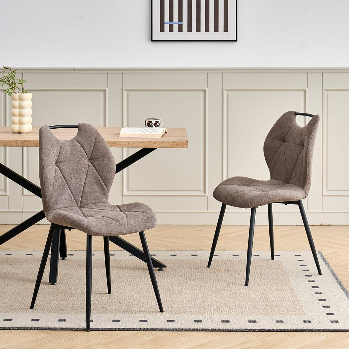 5-teiliges Esszimmer-Set: 140cm Tisch + 4 gepolsterte Stühle
