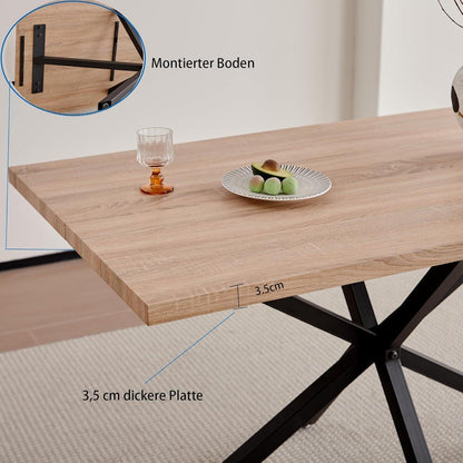 5-teiliges Esszimmer-Set: 140cm Tisch + 4 gepolsterte Stühle